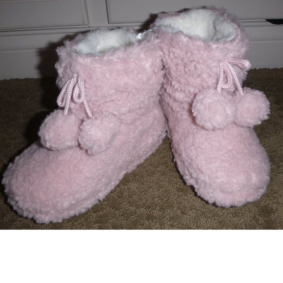 Girls Falls Creek Plush Bootie  Slippers Size 10/11 12/13 1/2 3/4 Blush Pink NWT - Picture 3 of 5
